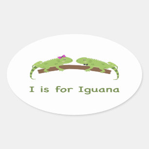 Ik ben voor iguana ovale sticker