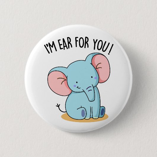 Ik ben voor je grappig blauw olifant ronde button 5,7 cm (Voorkant)