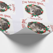 Ik ben vooral goed geweest.... Pug Wreath Kerstmis Cadeaupapier (Hoek)