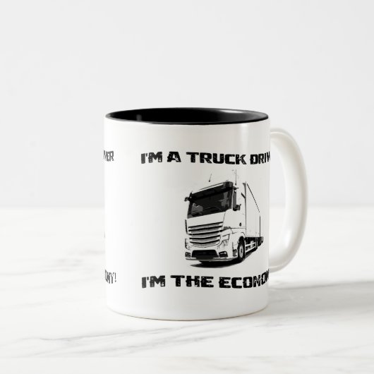 Ik ben vrachtwagenchauffeur, ik ben de economie! tweekleurige koffiemok (Voorkant rechts)