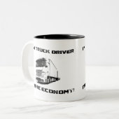 Ik ben vrachtwagenchauffeur, ik ben de economie! tweekleurige koffiemok (Voorkant links)