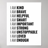 Ik ben vriendelijk en dapper | Positieve prijsopga Poster (Voorkant)