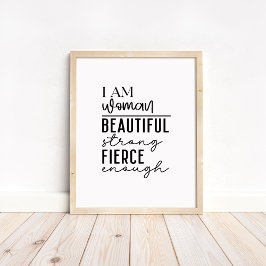 Ik ben Vrouw - Boho Minimalistische Motivatie Poster