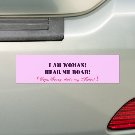 Ik ben vrouw. bumpersticker (Op auto)