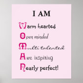 Ik ben VROUW inspirerende tekst Poster (Voorkant)