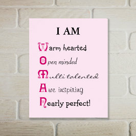 Ik ben VROUW inspirerende tekst Poster