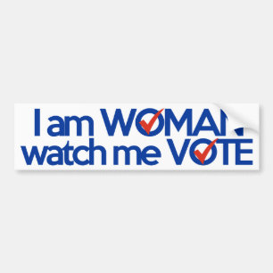 Ik ben VROUW om naar mijn stem te kijken Bumpersticker