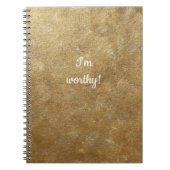 Ik ben waardig, gouden notitieboeken... notitieboek (Voorkant)