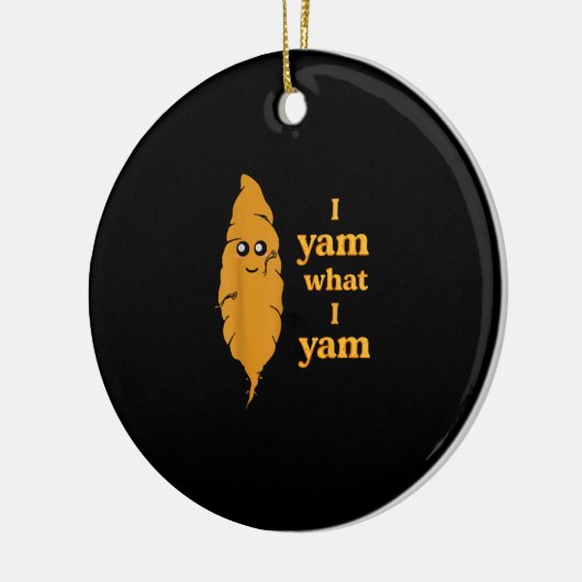 Ik ben wat ik ben grappig keramisch ornament (Links)