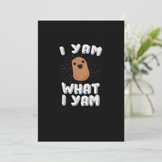 Ik Ben Wat Ik Ben Grappige Aardappel Puns Thanksgi Feestdagenkaart (Staand voorkant)