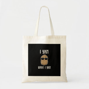 Ik ben wat ik ben grappige yam zoete aardappel tote bag