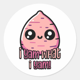 Ik ben wat ik ben! Schattige Yam Pun Ronde Sticker
