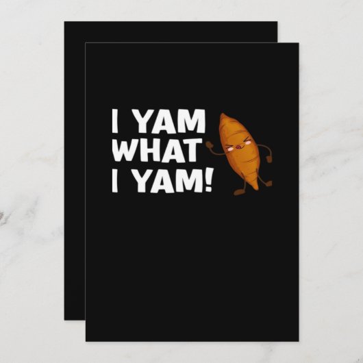 Ik ben wat ik ben Yam Funny Food Lover Classic Feestdagenkaart (Voorkant / Achterkant)