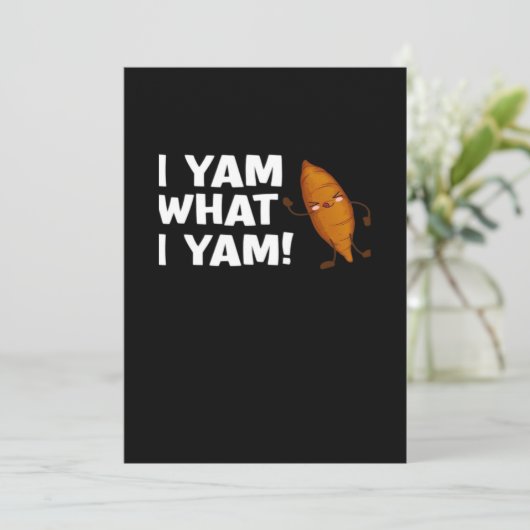 Ik ben wat ik ben Yam Funny Food Lover Classic Feestdagenkaart (Staand voorkant)