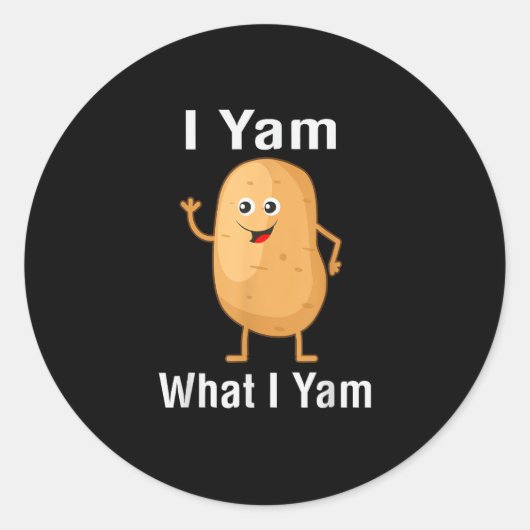 Ik ben wat ik ben Yam Funny Thanksgiving Potato Pu Ronde Sticker (Voorkant)