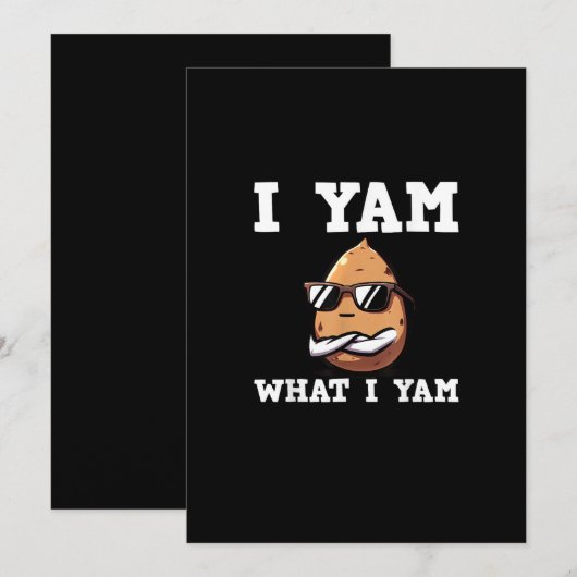 Ik ben wat ik ben Yam Humorous V-Neck Feestdagenkaart (Voorkant / Achterkant)