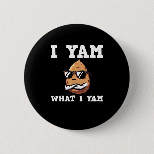 Ik ben wat ik ben Yam Humorous V-Neck Ronde Button 5,7 Cm