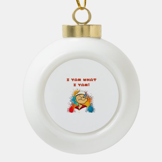 Ik ben wat ik Yam Classic Sloth Trendy Keramische Bal Ornament (Voorkant)