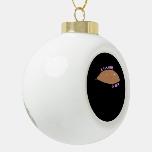 Ik ben wat ik Yam Classic Trendy Keramische Bal Ornament (Links)