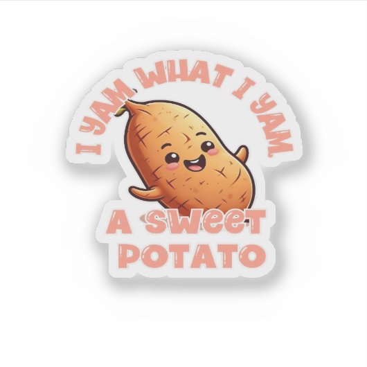 Ik ben wat ik Yam, een zoete aardappel klassieker Sticker (Voorkant)