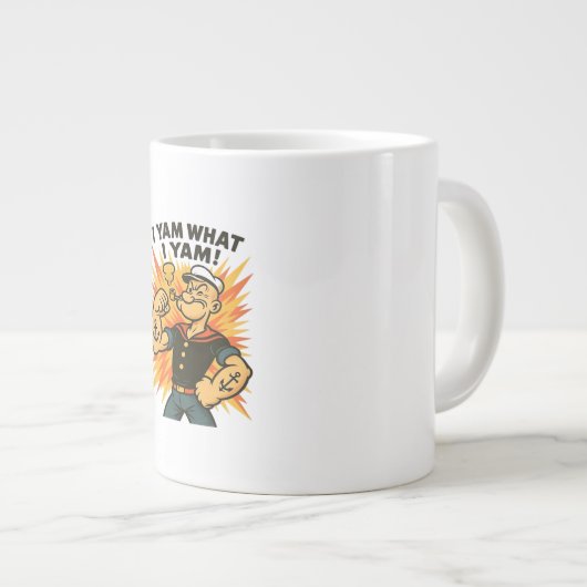 Ik ben wat ik Yam Popeye Cartoon Quote Classic Grote Koffiekop (Voorkant rechts)