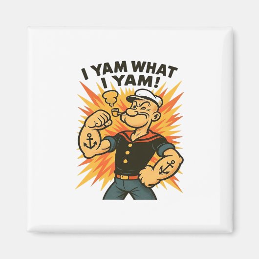 Ik ben wat ik Yam Popeye Cartoon Quote Classic Magneet (Voorkant)