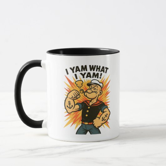 Ik ben wat ik Yam Popeye Cartoon Quote Classic Mok (Links)