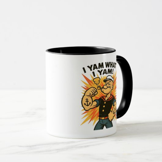 Ik ben wat ik Yam Popeye Cartoon Quote Classic Mok (Voorkant rechts)