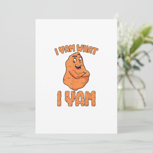 Ik ben wat ik Yam Sweet Potato Funny Thanksgiving Feestdagenkaart (Staand voorkant)
