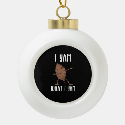 Ik ben wat ik Yam Trendy Basic Keramische Bal Ornament (Voorkant)