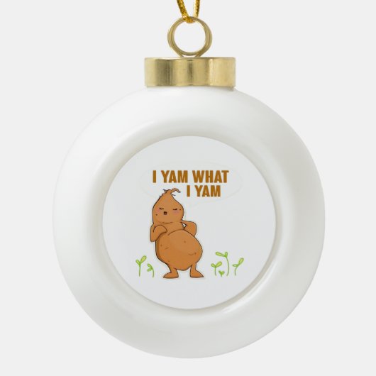 Ik ben wat ik Yam Trendy Basic Keramische Bal Ornament (Voorkant)