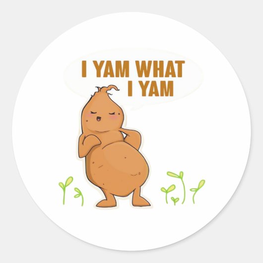 Ik ben wat ik Yam Trendy Basic Ronde Sticker (Voorkant)