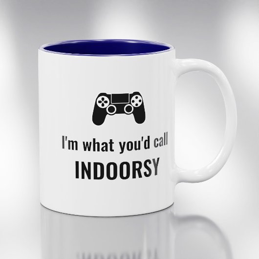 Ik ben wat je 'Indoorsy  Gamer' zou noemen Tweekleurige Koffiemok
