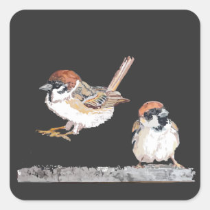 Ik ben weg hier Leuke Mus Humor Cute Vogel  Vierkante Sticker