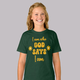 Ik ben wie God zegt - Bloemig Christelijk Gebaseer T-shirt