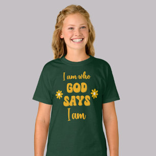 Ik ben wie God zegt - Bloemig Christelijk Gebaseer T-shirt