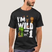 Ik ben Wild en 1 dierentuin Theme Birthday Safari  T-shirt (Voorkant)