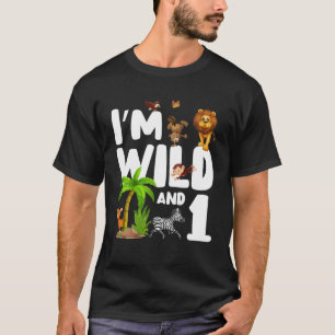 Ik ben Wild en 1 dierentuin Theme Birthday Safari  T-shirt
