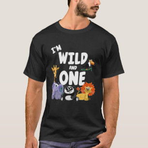 Ik ben Wild en 1 Zoo Theme Birthday Oerwoud Safari T-shirt