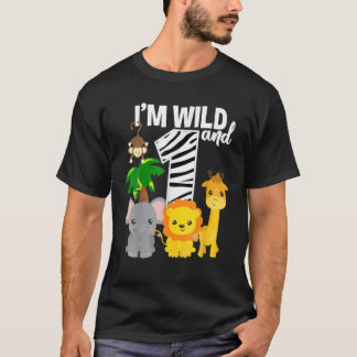 Ik ben Wild en 1 Zoo Theme Birthday Safari Oerwoud T-shirt
