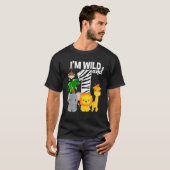 Ik ben Wild en 1 Zoo Theme Birthday Safari Oerwoud T-shirt (Voorkant volledig)
