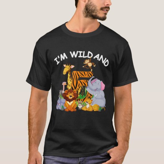 Ik ben wild en 5 jaar oud dierentuin thema 5e verj t-shirt (Voorkant)
