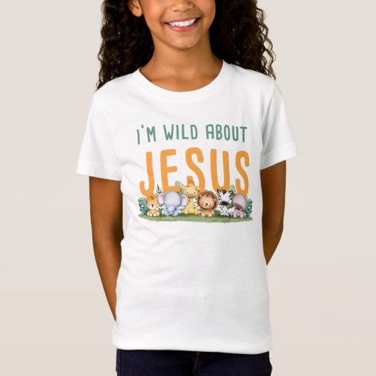 Ik ben Wild over Jezus Kinderen en Christelijk gel T-shirt (Voorkant)