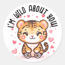 Ik ben wild van je! Valentijnsdag tijgerhaai Ronde Sticker