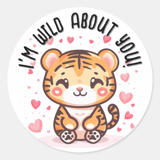 Ik ben wild van je! Valentijnsdag tijgerhaai Ronde Sticker (Voorkant)