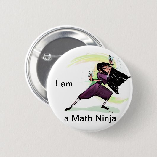 Ik ben Wiskunde Ninja Button (Vrouw) (Voorkant /achterkant)