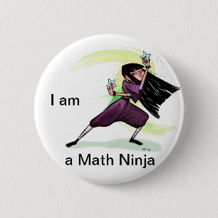 Ik ben Wiskunde Ninja Button (Vrouw)