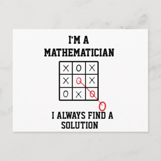 Ik ben wiskundige en ik vind altijd een oplossing briefkaart (Voorkant)