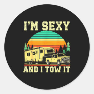 Ik ben Y en ik sleep het Vintage grappige Camng Rv Ronde Sticker