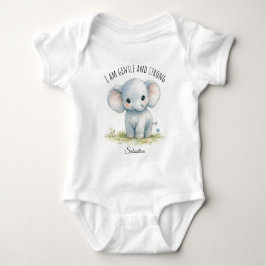 “Ik Ben Zacht En Sterk” Mooie Olifant Baby Shower Romper